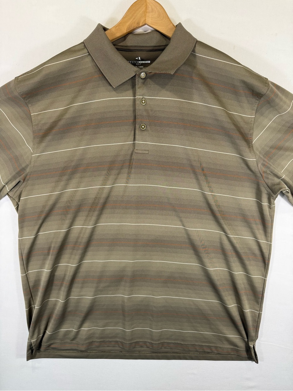 Grand Slam Olive & Tan Striped Polo